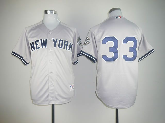 Men New York Yankees #33 No name Grey Throwback MLB Jerseys